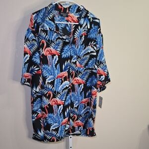 Pacific & Co Mens  Tropical Flamingo and Leaf Shirt Sz XL‎